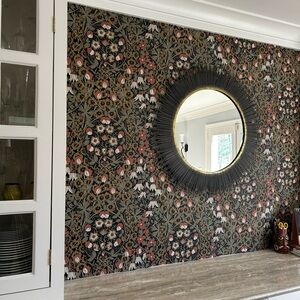 Floral Black and tan peel and stick Wallpaper